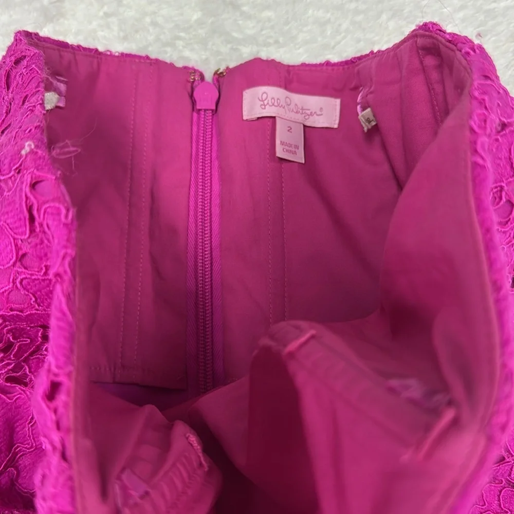 Lilly Pulitzer convertible Fuchsia Summer Lace Dress - Picture 4 of 11